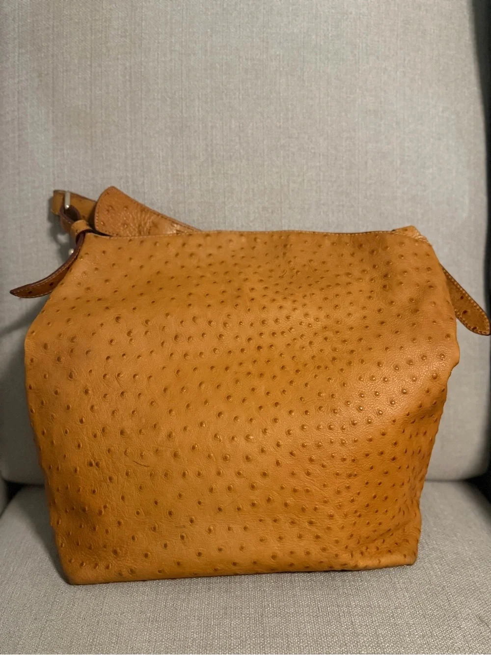 Dooney & Bourke Tan Ostrich-Embossed Leather Shoulder Bag